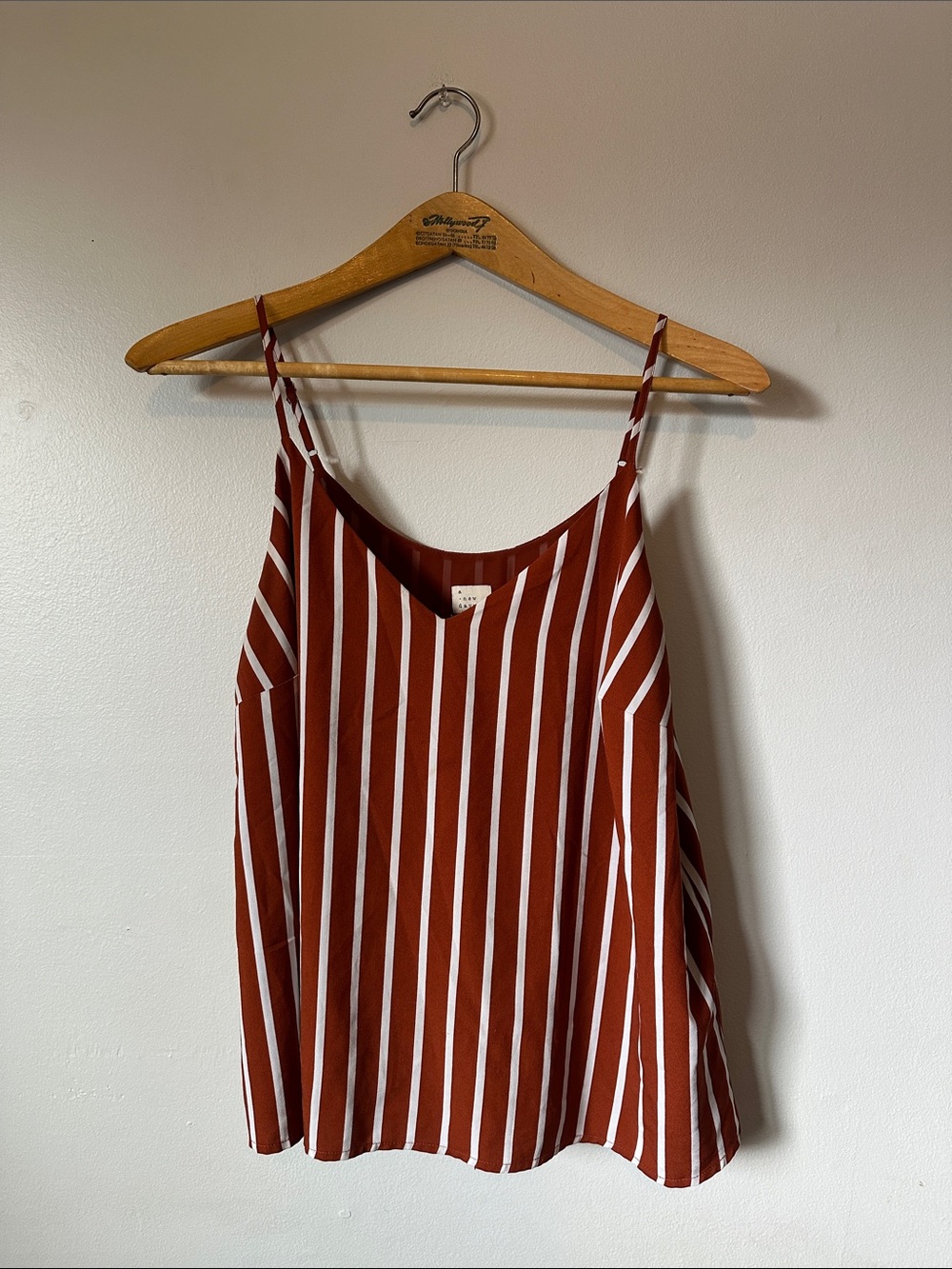 A New Day Striped Rust and White Spaghetti Strap Tank Women's Size XL